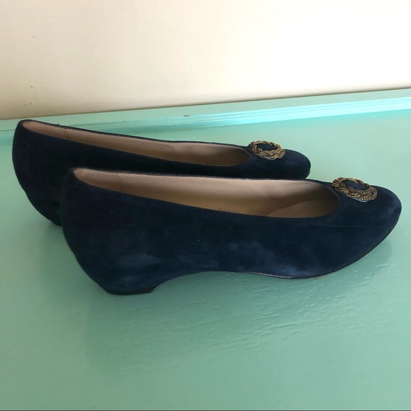 Vintage Salvatore Ferragamo Navy Suede Flats - Picture 5 of 11